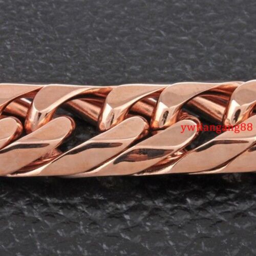 13//16mm Heavy Rose Gold Stainless Steel Mens Curb Cuban Chain Necklace Bracelet