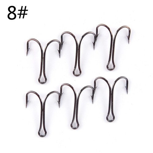 50pcs Dual High Carbon Steel Black Fishing Hooks Double anchor hook Saltwat UUM
