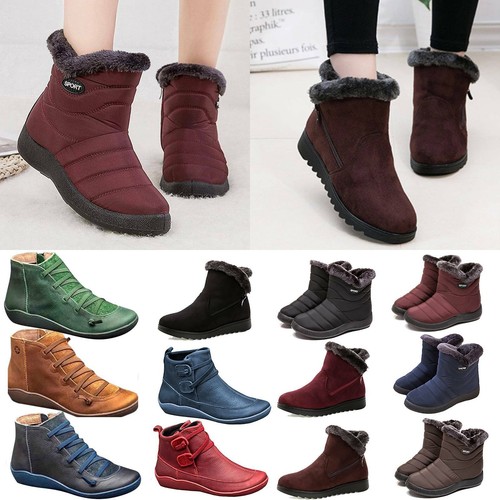 Women Ankle Boots Ladies Army Combat Flat Booties Casual Soft Shoes Winter Warm