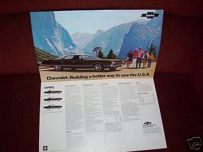 1972 CHEVROLET CAPRICE 11 x 18-Inch ORIGINAL BROCHURE 72 CHEVY POSTER