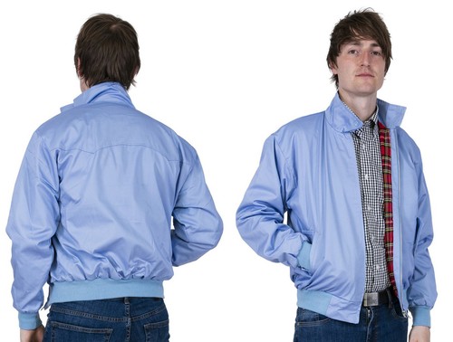 Men/'s Harrington Jacket Light Blue Bomber Tartan Lined Skinhead Mods Relco