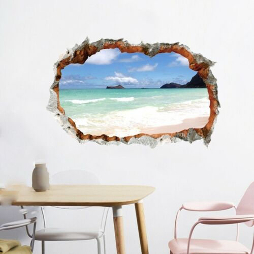 3D Beach Floor Wall Sticker Removable Mural Decals Vinyl Art Living Room Decor 
