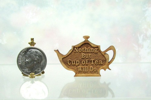 Dollhouse Miniature Teapot Shaped Wood Sign facing left