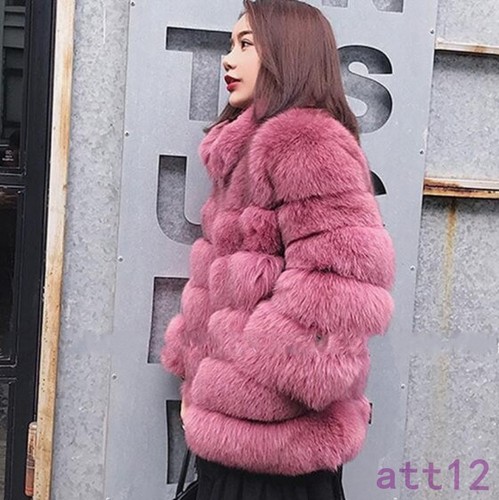 Women/'s Winter Thick Outdoor Jacket Stand Collar Thick Fur Mid Long Warm Coat