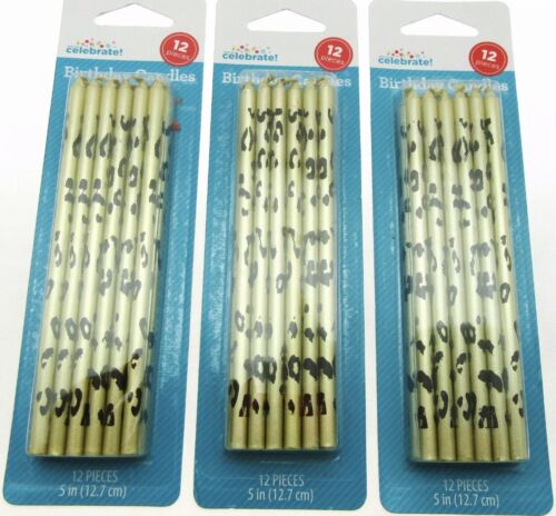 Birthday Candles ~ Lot of 3= 36 Candles  Specialty 5” Animal Print Details about   12 Cheetah 