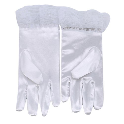 Lace Flower Short Bridal Full Gloves Net Children Wedding Party Glove Elegant 6A