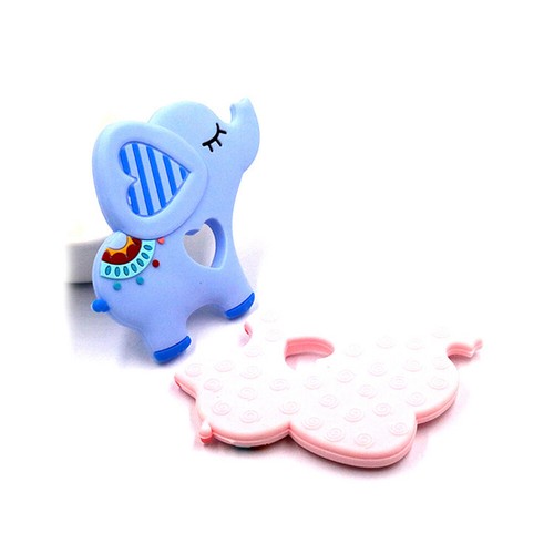 AM/_ Newborn Baby Silicone Teether Cartoon Elephant Teething Chew Toy Gift Novelt