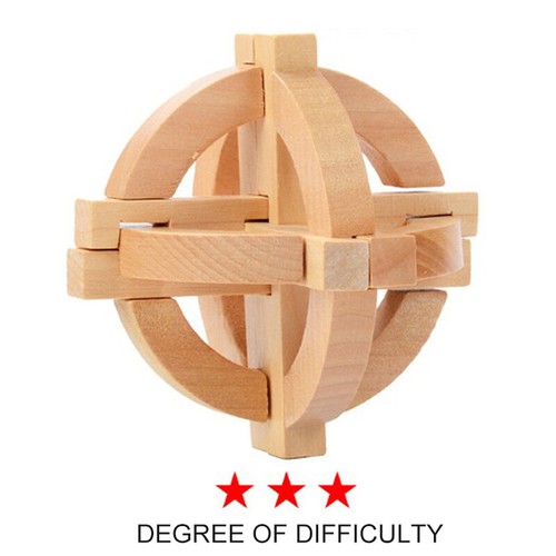 Wooden Kongming Lock Brain Teaser Puzzle Children Adults Educational Game Toy 1p