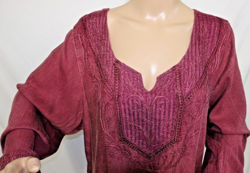 Lapogee Women Plus Size 1x 2x 3x Brick Red Gypsy Tie Dye Tunic Top Blouse Shirt
