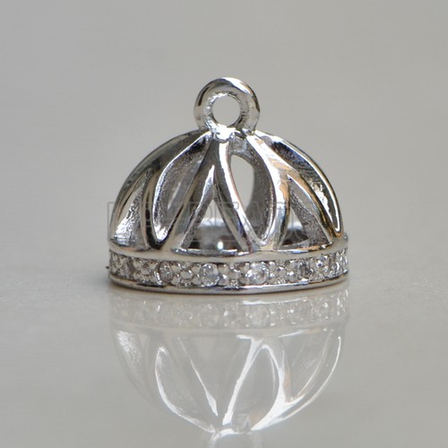 Fashion Bird Cage Tassel Cap Head Pave Clear Zircon Connector Charm Beads