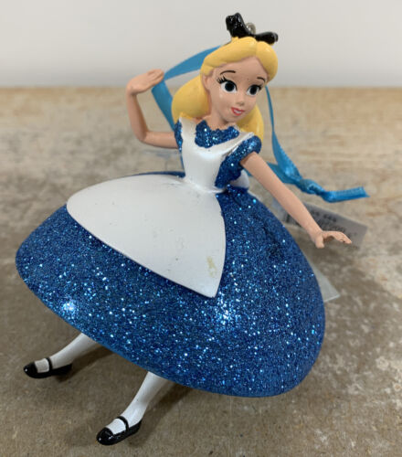 Disney Parks Alice In Wonderland Glitter Dress Ornament Hand Painted 