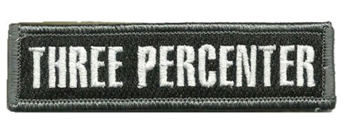 Three Percenter Tactical combat Patch 3.75 inch hook PATCH 