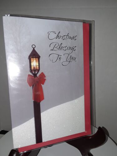 Greetings lantern 3D bow unused wrapped P S Details about  / Christmas Card with envelope  NEW