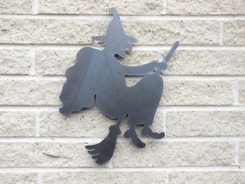 Witch Silhouette in Mild Steel for Weather vanes or Features in Gates
