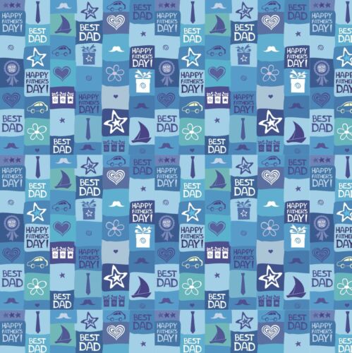 Fathers Day Wrapping Paper Sheet,Lovely Blue Best Dad Gift Wrap 