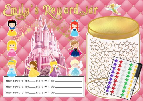 Details about  / Princess chart star chart jar with Stickers and pen behaviour chart