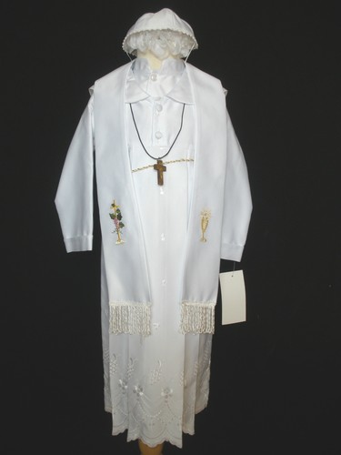 New White Infant Boy /& Toddler Christening Baptism Gown New Born to 30 months