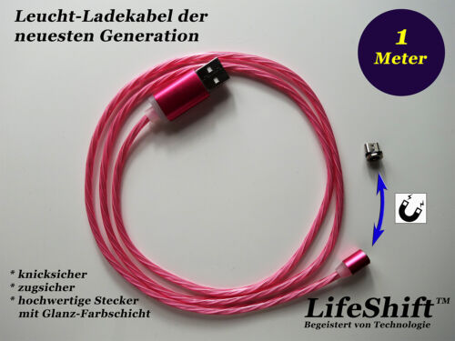 LIFESHIFT Cable de carga rojo fluido magnético de conexión USB Micro B 