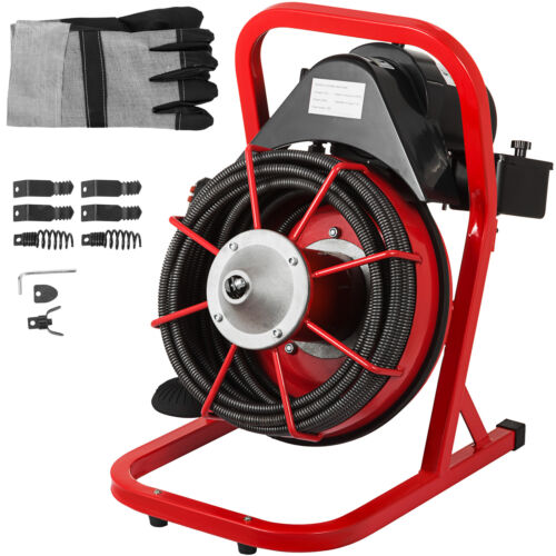 50/' x 3//8/" Drain Cleaner Machine 250W W//foot switch Plumbing Machine Sewer Snake