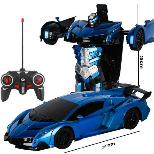 Kids Toy Gift Transformer RC Robot Car Remote Control Car w// Sounds LED Lights