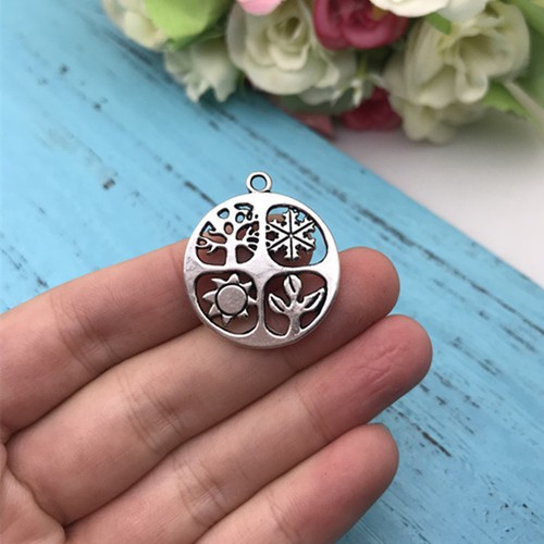 Sun Tibet silver Charms Pendants DIY Jewellery Making crafts 3pcs Tree Flower