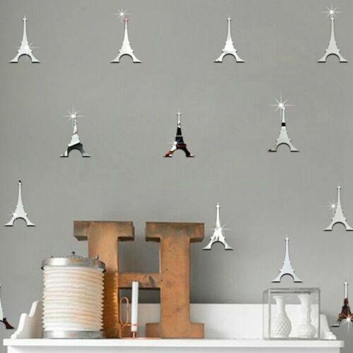 12* Paris Eiffel Tower Acrylic Mirror Wall DIY Sticker Removable Deco#hxxb