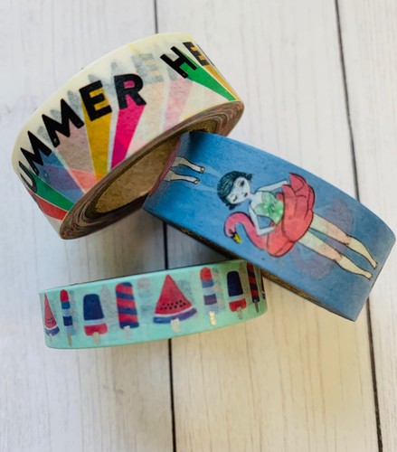 3 Rolls Hello Summer 4th of July Washi Tape Papercraft Scrapbook Planner Supply