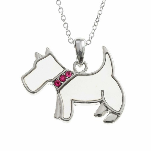 Collar de Perro Westie Madre de Perla Shell Colgante Plata Fashion Jewellery 18/"