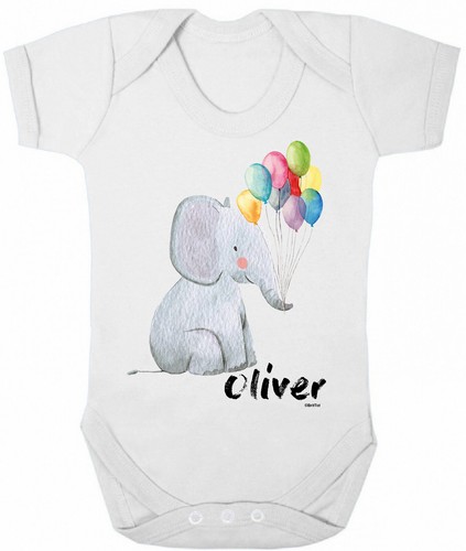Personalised Baby Grow Garçons filles éléphant Ballons Body Baby Shower cadeau