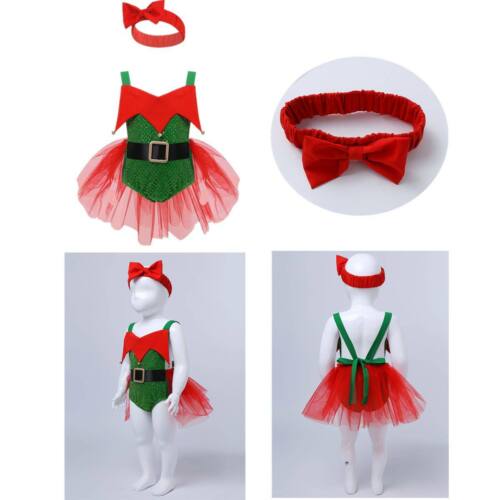 Baby Girls Reindeer Elf Tutu Dress For Christmas Costume  Cartoon Pumpkin Romper