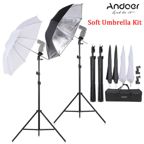 Double Speedlight Blitzschuh Swivel Soft Umbrella Kit Light Stand mit Bag D4V0 