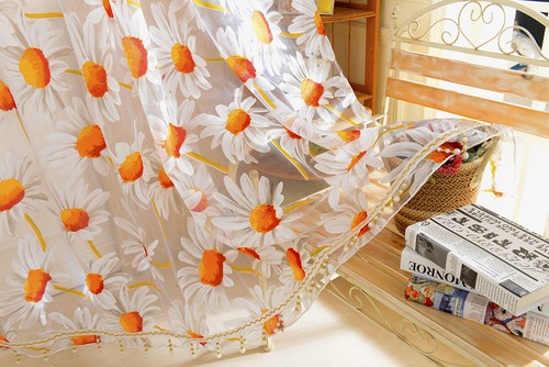 Fresh Sunflower Window Burnt-Out Curtain Panel Sheer Drapes Valance