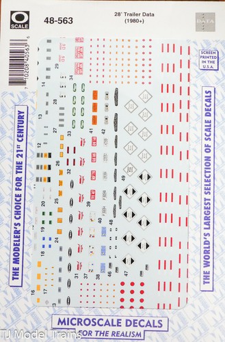 Microscale Decal #48-563 28/' Trailer Data Water Slide Decal 1980+ Decal