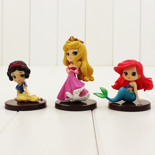 3pcs//lot Q Posket Figure Toy Princess Ariel Mermaid Snow White Tangled Rapunzel