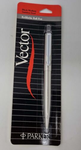 Parker  Vector  Stainless Steel Ballpoint Pen New In Pack Made In Usa