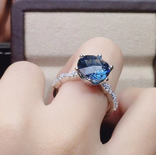 Details about  / Certified Natural Blue Topaz 925 Sterling Silver Ring  Adjustable Women Gift
