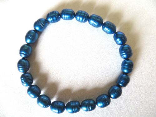 Honora culturedlarge couleur bleue perles stretch bracelet 8.70 mm 