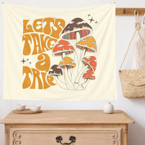 Quotes Mushroom Tapestry Wall Decor Girls Dorm Room Wall Hanging Aesthetic 