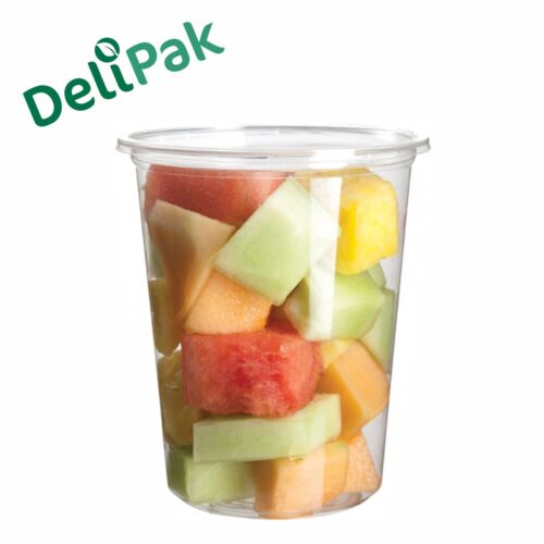 Round Food Containers Plastic Clear Storage Tubs with Deli Pots Sauce Disposable