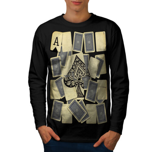 Ace of Spades Card Casino Men Long Sleeve T-shirt NEWWellcoda 