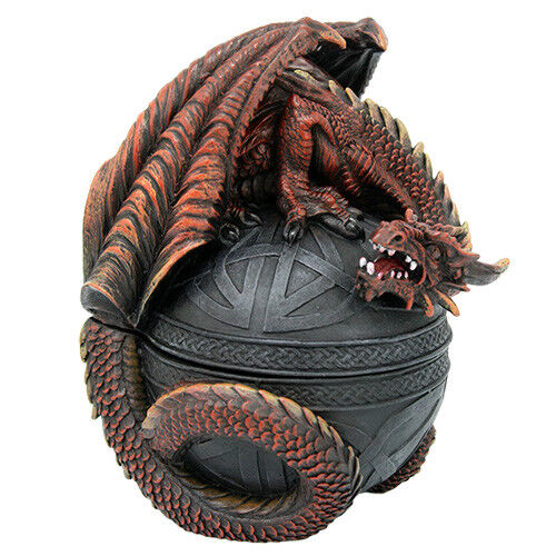 Red Dragon Tinket Keepsake Box Ball Celtic Pattern Gift 10650 NEW