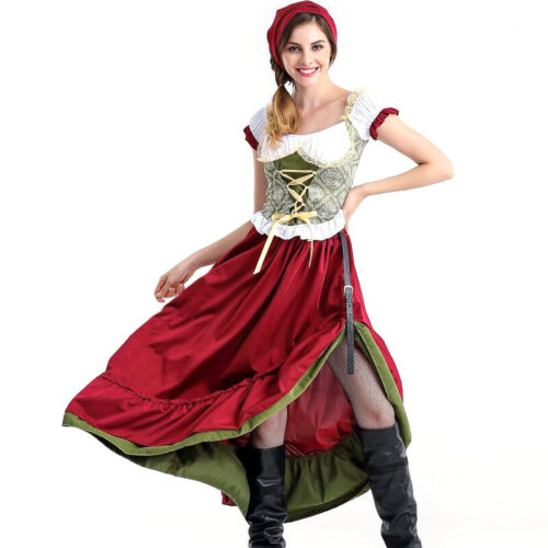 Mens Women Kids Oktoberfest Costume Maid Bavarian Beer Wench German Fancy Dress 