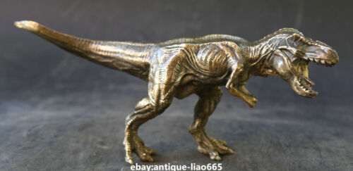 12" Collect Chinese Fengshui Bronze Lovable Lucky Animal Dinosaur Wealth Statue 