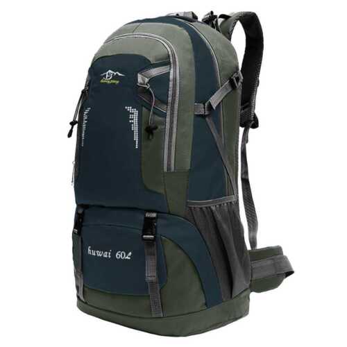 60L Waterproof Backpack Travel Bag for Hiking Climbing Camping Dark Blue