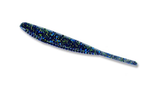 Yamamoto Shad Shape Worm 68L-10-214 Smoke with Blue Gold Flake Drop Shot Baits