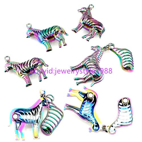 C116 COLORFUL Christmas Zebra Magnetic Pearl Cage Locket Steel Chain 18inch