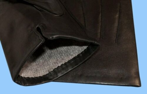 NEW MENS CLASSIC GENUINE BLACK LAMBSKIN-KID LEATHER DRESS GLOVES-CASHMERE LINED 