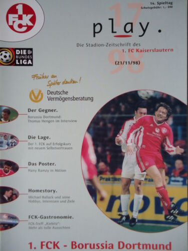 FC Kaiserslautern Programm 1998//99 1 Borussia Dortmund