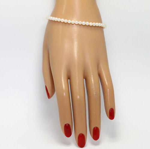 New pearl bracelet 14K gold saltwater single strand white 4 MM bridesmaid gifts! 