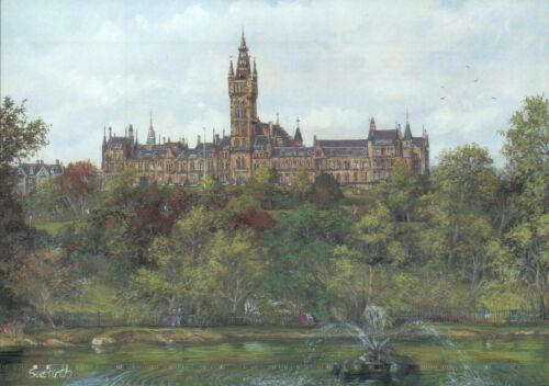 Glasgow University Scotland Fountain United Kingdom Art Postcard Gilmore Hill